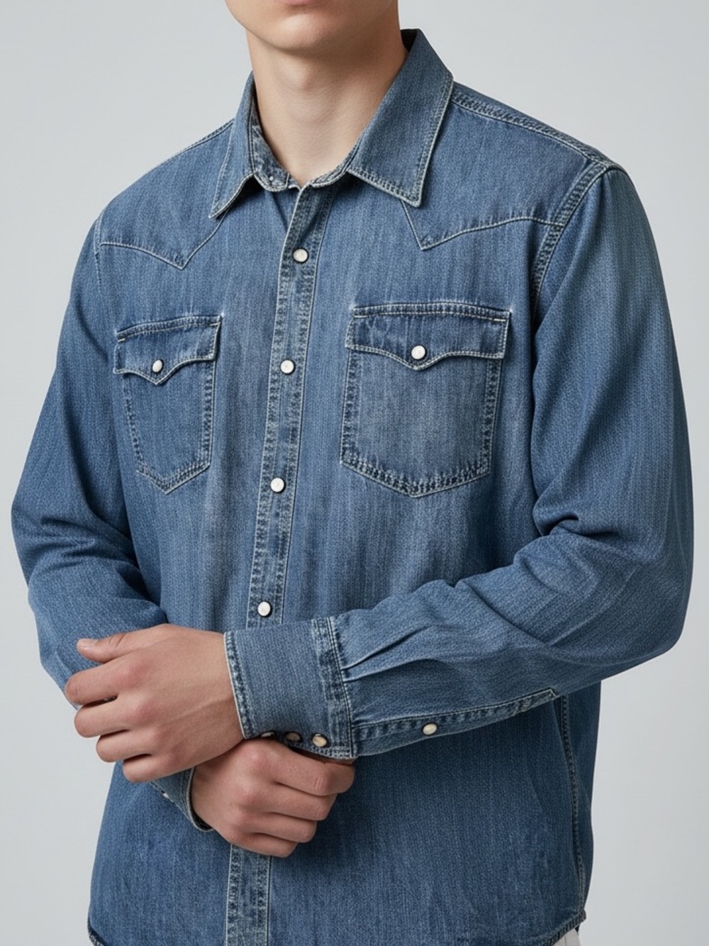 Tecovas Men's Denim Snap Shirt